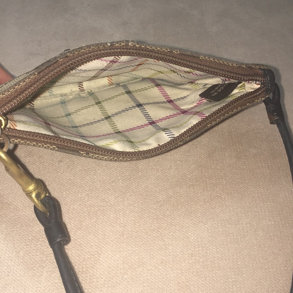 Small Brown and Black Coach Wristlet - Picture 5 of 5